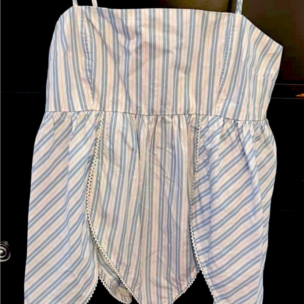 Ganni Blue and Pink Striped Top